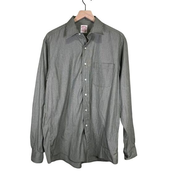 Brooks Brothers Other - Brooks Brothers 16-6 Men's Button Shirt Green White Pinstripe All Cotton